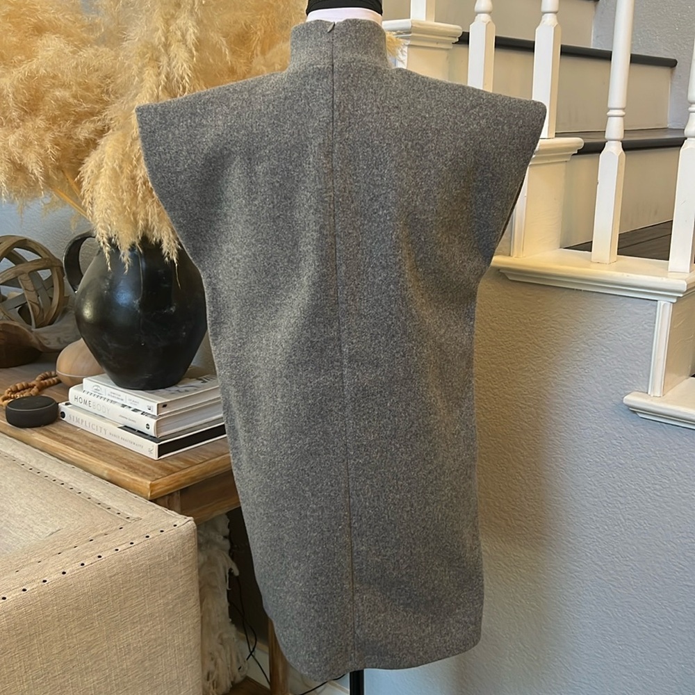 Zara NWT Sleeveless High Collar Boxy Mini Dress In Gray Size Small - Picture 6 of 8